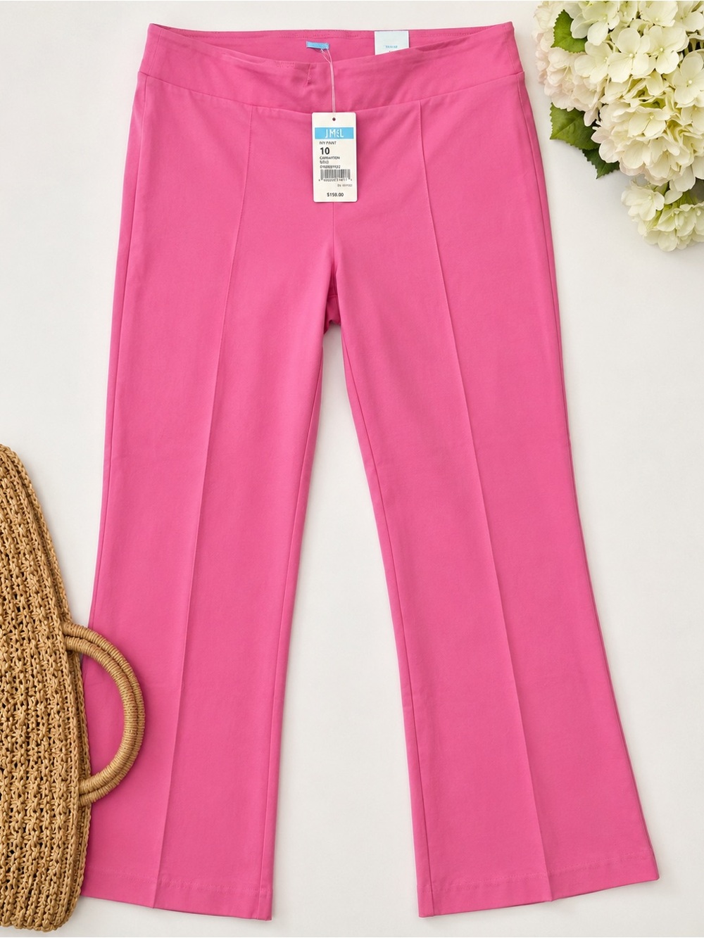 J.McLaughlin Ivy Pants Carnation Pink Flare Stretch NWT Size 10 $158